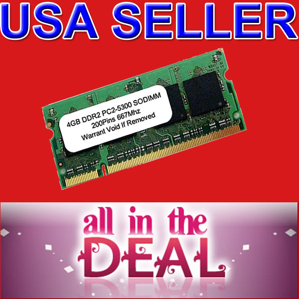 DDR2 667 MHz SODIMM 4GB PC2 5300 Notebook Memory laptop  