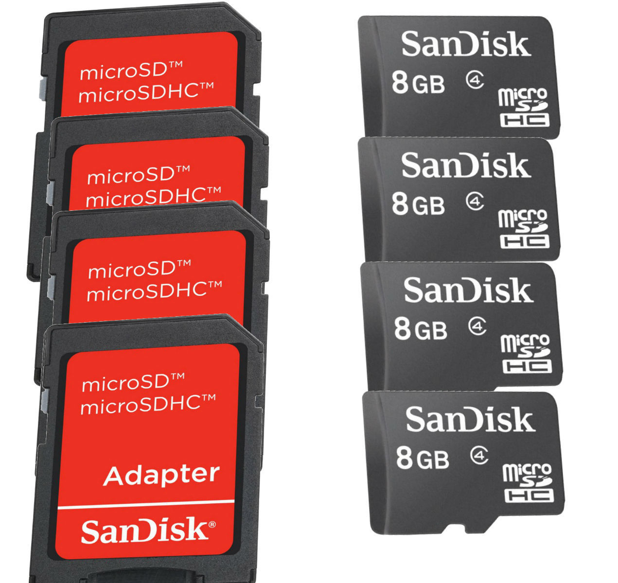 Lot Of 4 Sandisk 8gb 32gb Microsdhc Microsd Sdhc Sd Class 4 Flash 9364