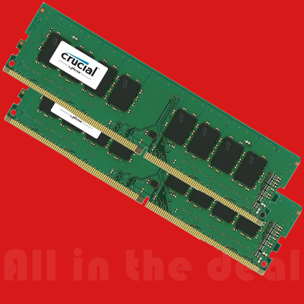 Crucial 32GB Kit 2x 16GB DDR4 2400 Mhz PC4-19200 Desktop Memory
